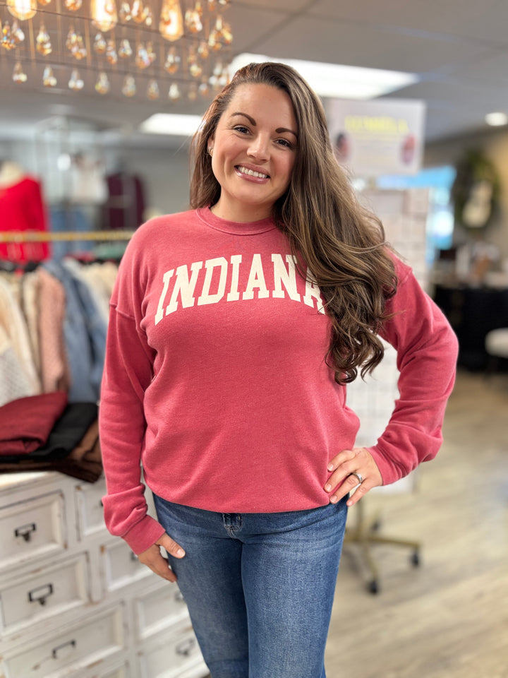 Indiana Mineral Washed Sweatshirt-Tops-HRTandLUV-Evergreen Boutique, Women’s Fashion Boutique in Santa Claus, Indiana