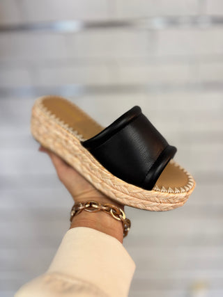 The Monte Black Wedge Shoe