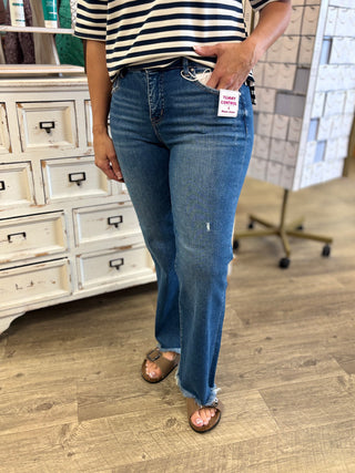 Risen Mid Rise Ankle Straight Jeans