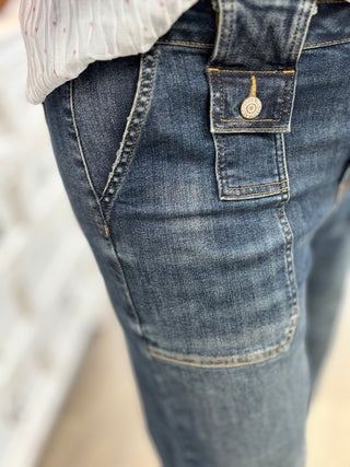 Judy Blue Lucky Break Wide Crop Utility Jeans