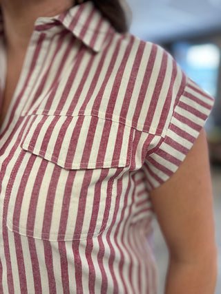Vintage Red Striped Shirt Dress