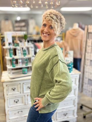 Out of Line Acid Wash Fleece Sweatshirt