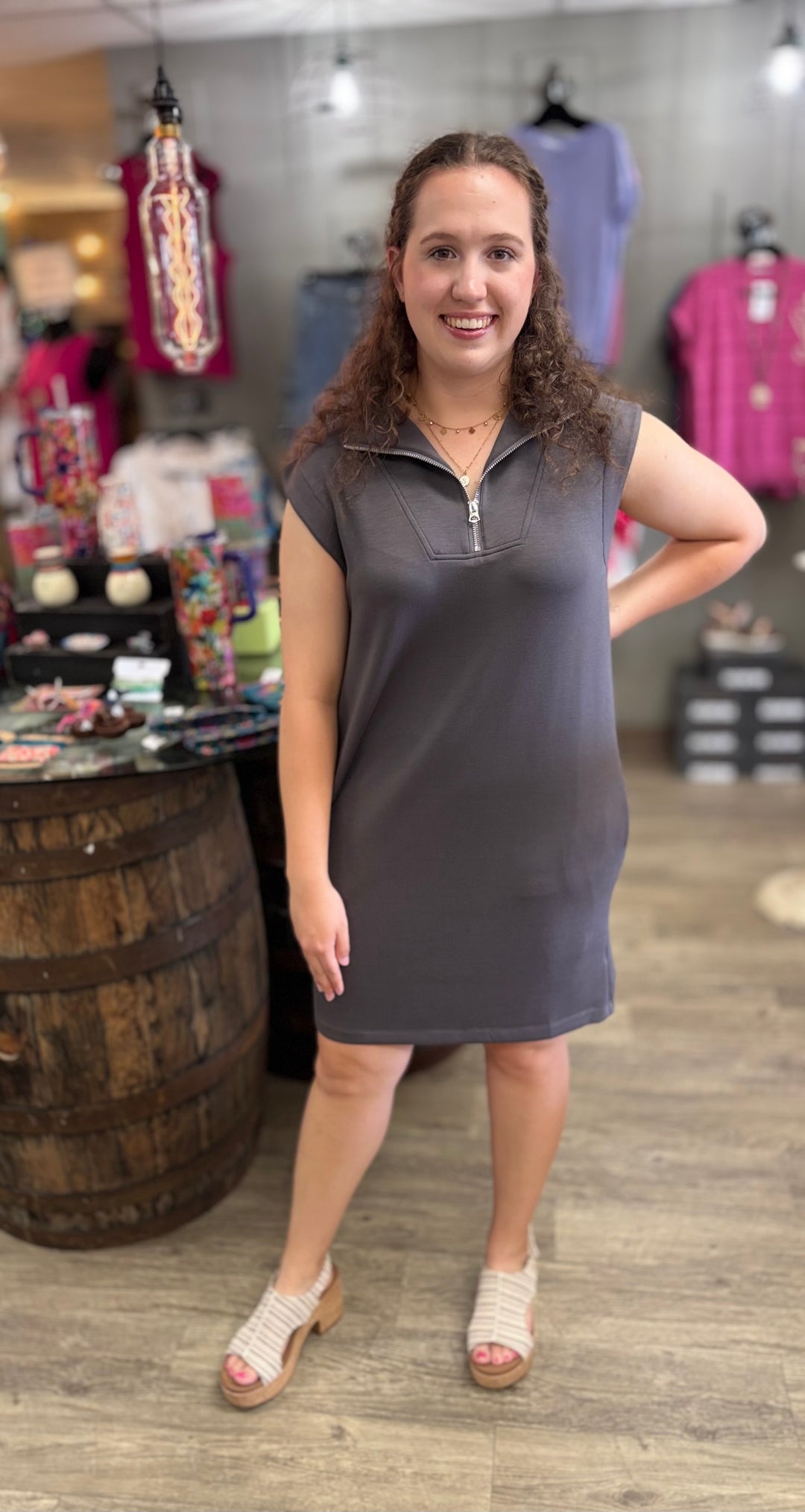 The Dakota Half Zip Dress-Dresses-Staccato-Evergreen Boutique, Women’s Fashion Boutique in Santa Claus, Indiana