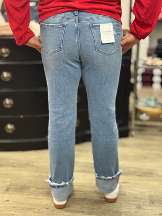 Lovervet Evermore Cuffed Straight Jean-Jeans-Lovervet-Evergreen Boutique, Women’s Fashion Boutique in Santa Claus, Indiana