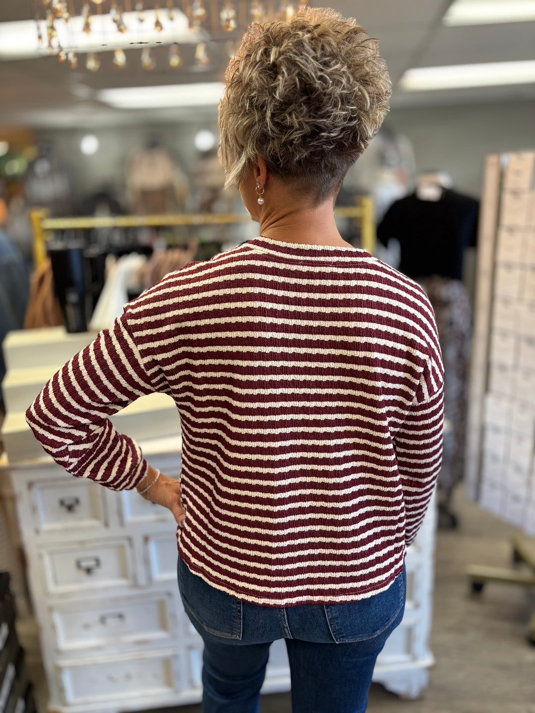 Textured Threads Henley Top-Tops-Blu Pepper-Evergreen Boutique, Women’s Fashion Boutique in Santa Claus, Indiana