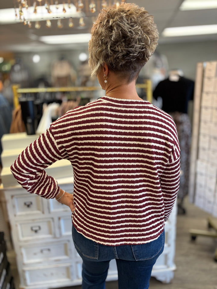 Textured Threads Henley Top-Tops-Blu Pepper-Evergreen Boutique, Women’s Fashion Boutique in Santa Claus, Indiana