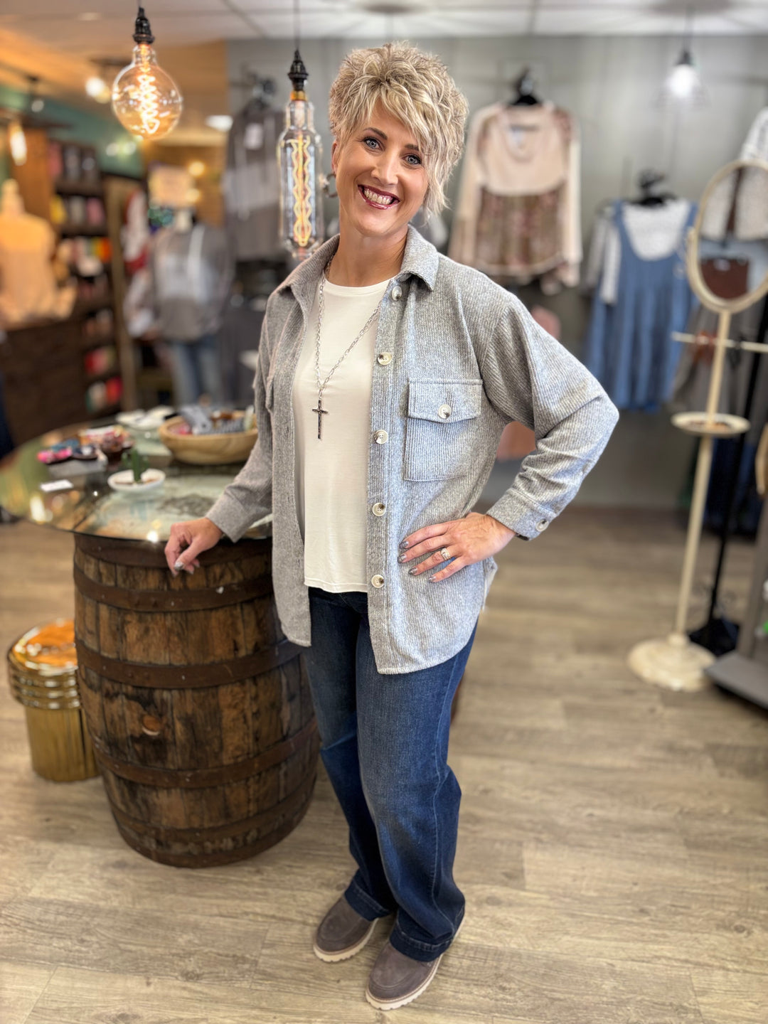 The Hangout Ribbed Shacket-Tops-Timing-Evergreen Boutique, Women’s Fashion Boutique in Santa Claus, Indiana