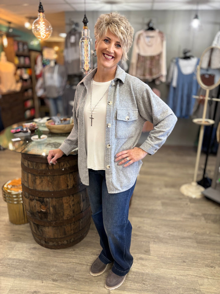 The Hangout Ribbed Shacket-Tops-Timing-Evergreen Boutique, Women’s Fashion Boutique in Santa Claus, Indiana