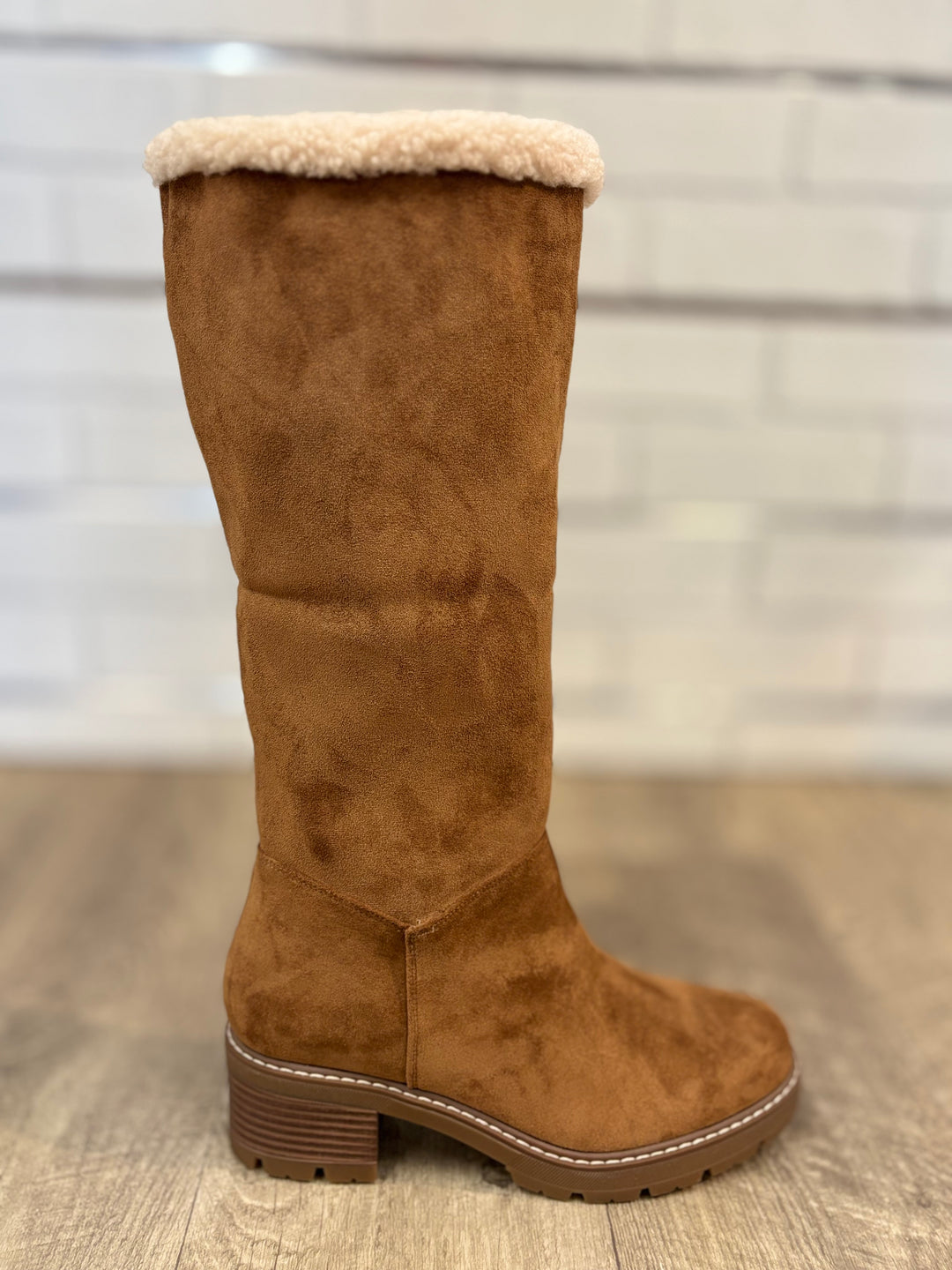Everlee-2 Faux Suede Boot in New Tan-Shoes-Olem Shoe-Evergreen Boutique, Women’s Fashion Boutique in Santa Claus, Indiana