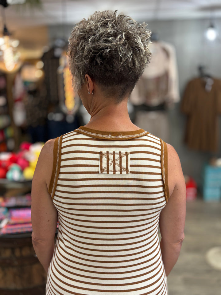 Caramel Glow Striped Maxi Dress-Dresses-Blu Pepper-Evergreen Boutique, Women’s Fashion Boutique in Santa Claus, Indiana