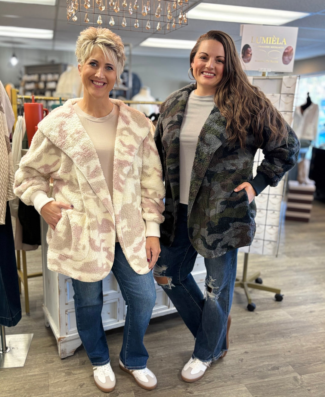 Camo Nights Sherpa Jacket-Tops-Hem & Thread-Evergreen Boutique, Women’s Fashion Boutique in Santa Claus, Indiana