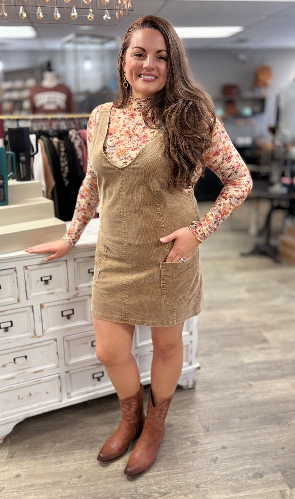 The Corinne Corduroy Dress-Dresses-Hem & Thread-Evergreen Boutique, Women’s Fashion Boutique in Santa Claus, Indiana