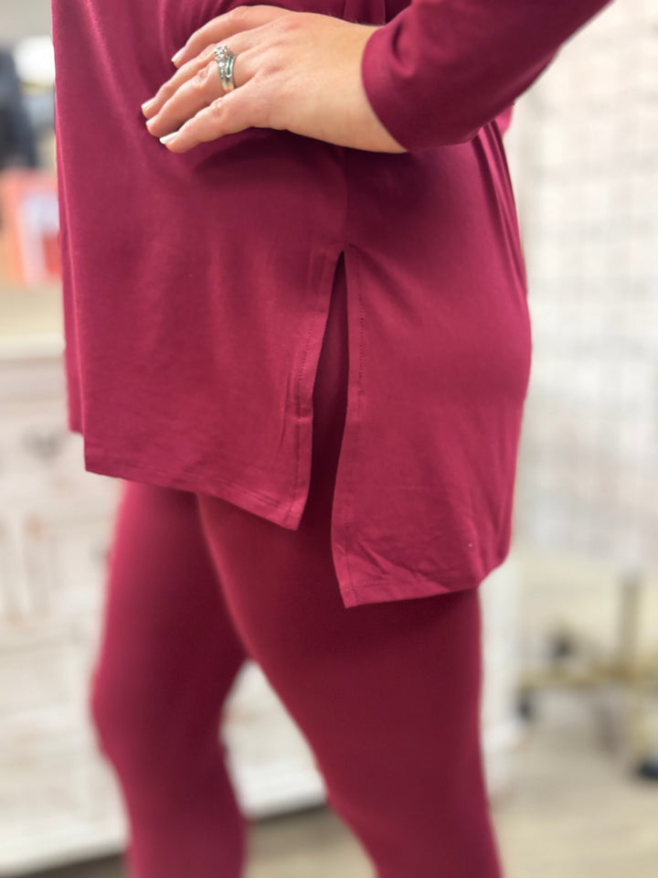 The Coffee Run Microfiber Lounge Set-Tops-Zenana-Evergreen Boutique, Women’s Fashion Boutique in Santa Claus, Indiana