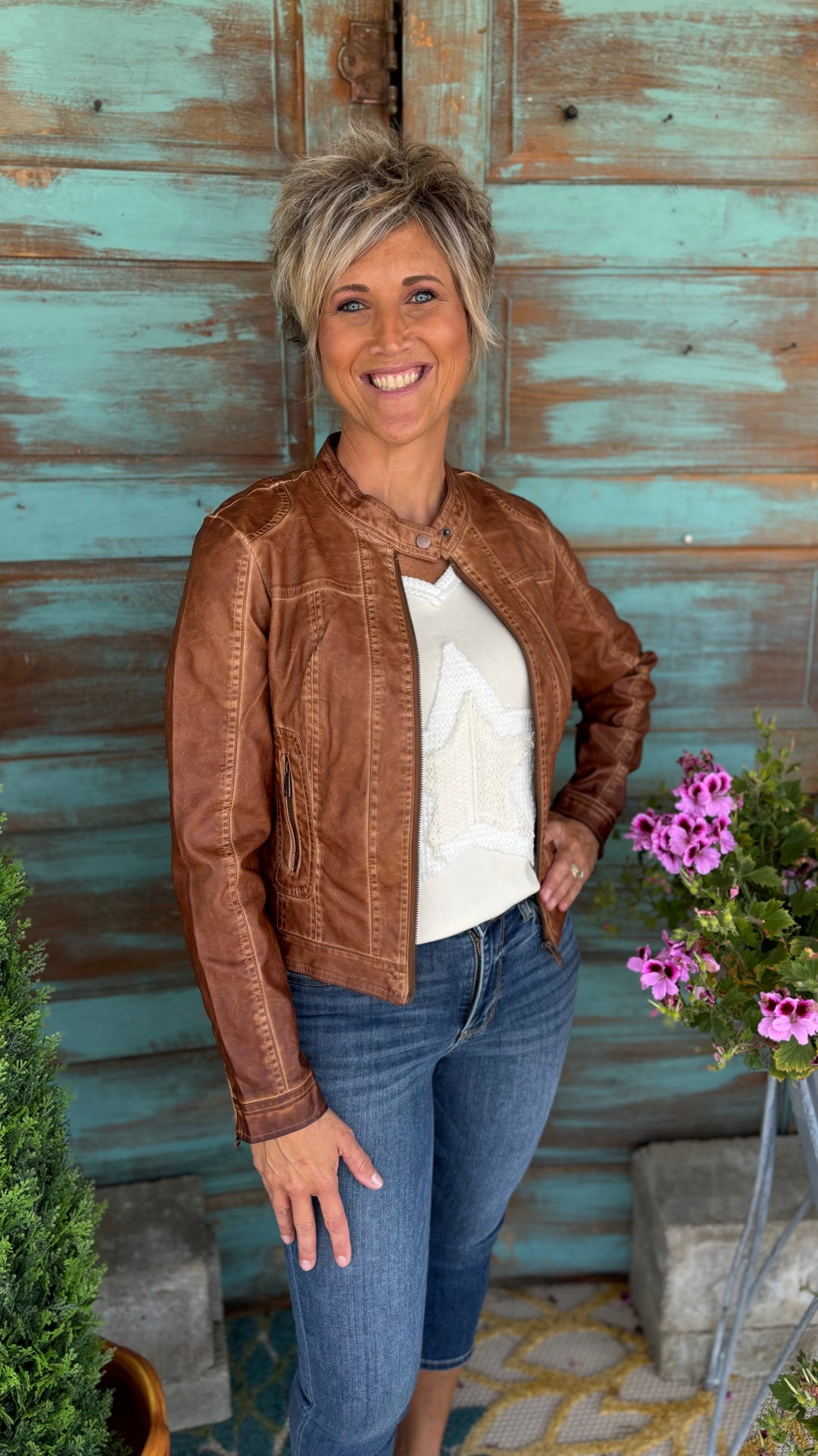 Ginny Vintage Leather Jacket-Jackets-26 International-Evergreen Boutique, Women’s Fashion Boutique in Santa Claus, Indiana