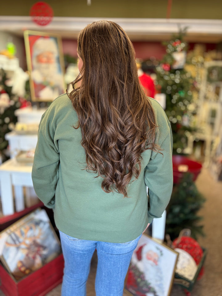 Noel Faux Yarn Graphic Holiday Sweatshirt-Tops-LICT Apparel-Evergreen Boutique, Women’s Fashion Boutique in Santa Claus, Indiana