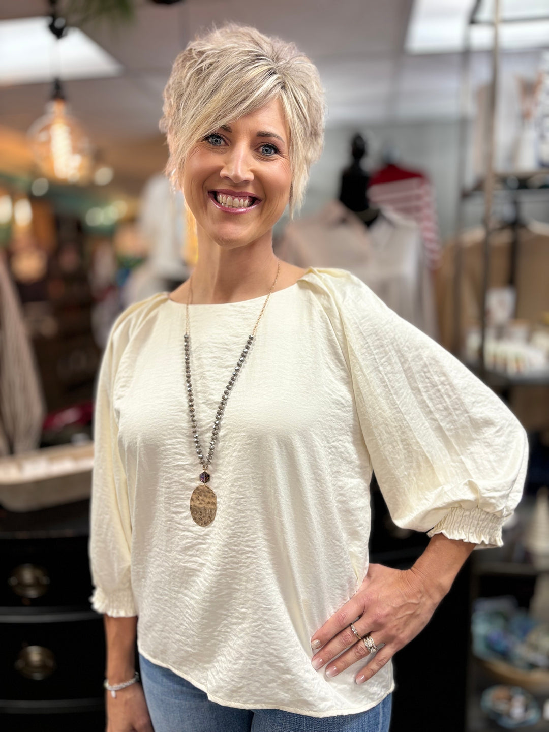 Giselle Gauze Blouse-Long Sleeves-Umgee-Evergreen Boutique, Women’s Fashion Boutique in Santa Claus, Indiana