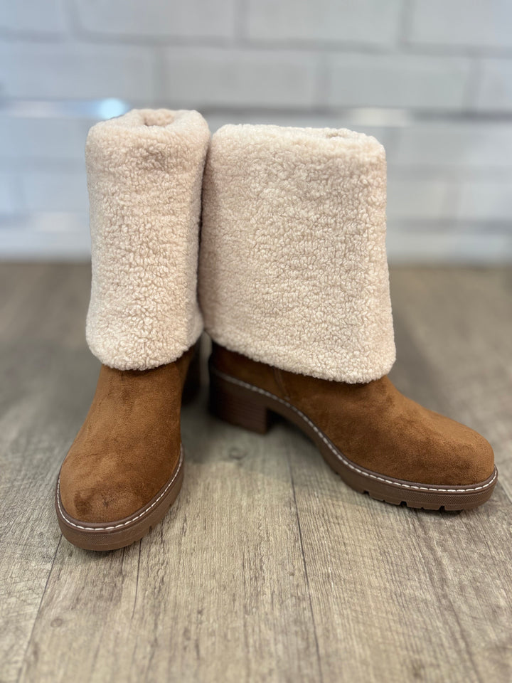 Everlee-2 Faux Suede Boot in New Tan-Shoes-Olem Shoe-Evergreen Boutique, Women’s Fashion Boutique in Santa Claus, Indiana