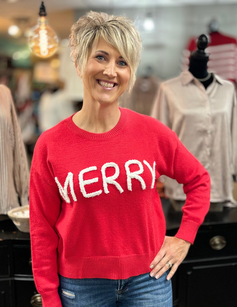 Green Merry Sweater-Sweaters-Wishlist-Evergreen Boutique, Women’s Fashion Boutique in Santa Claus, Indiana