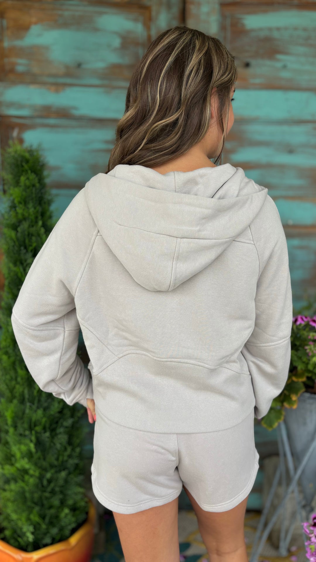 Half Zipped Cropped Hoodie-Sweatshirts-Rae Mode-Evergreen Boutique, Women’s Fashion Boutique in Santa Claus, Indiana