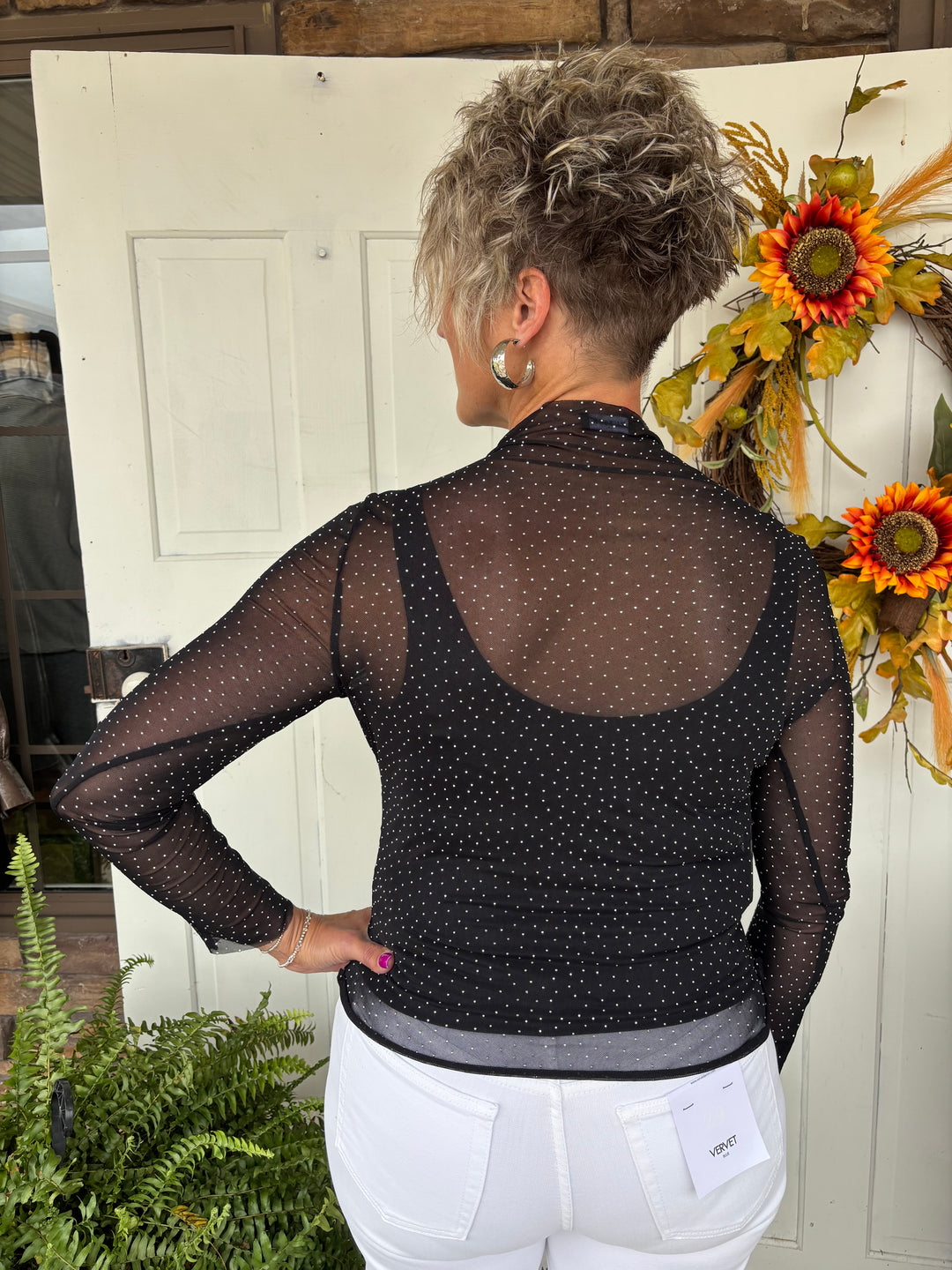 Rhinestone Cowboy Sheer Top-Tops-Zutter-Evergreen Boutique, Women’s Fashion Boutique in Santa Claus, Indiana