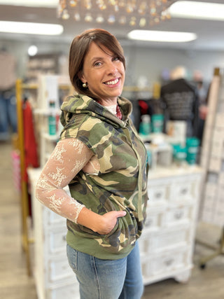 Vintage Camo Sleeveless Hoodie