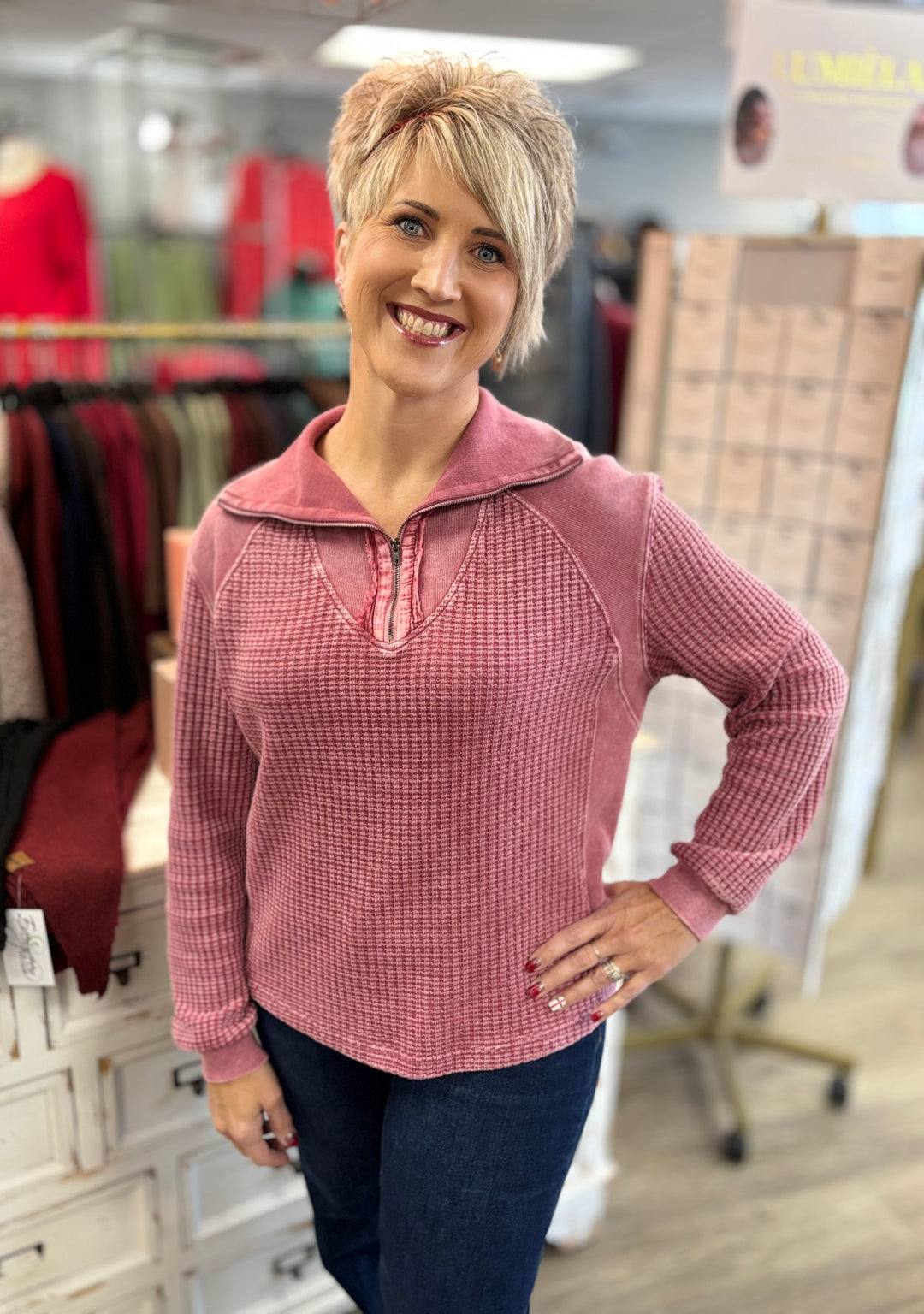 Mixed Signals Half Zip Top