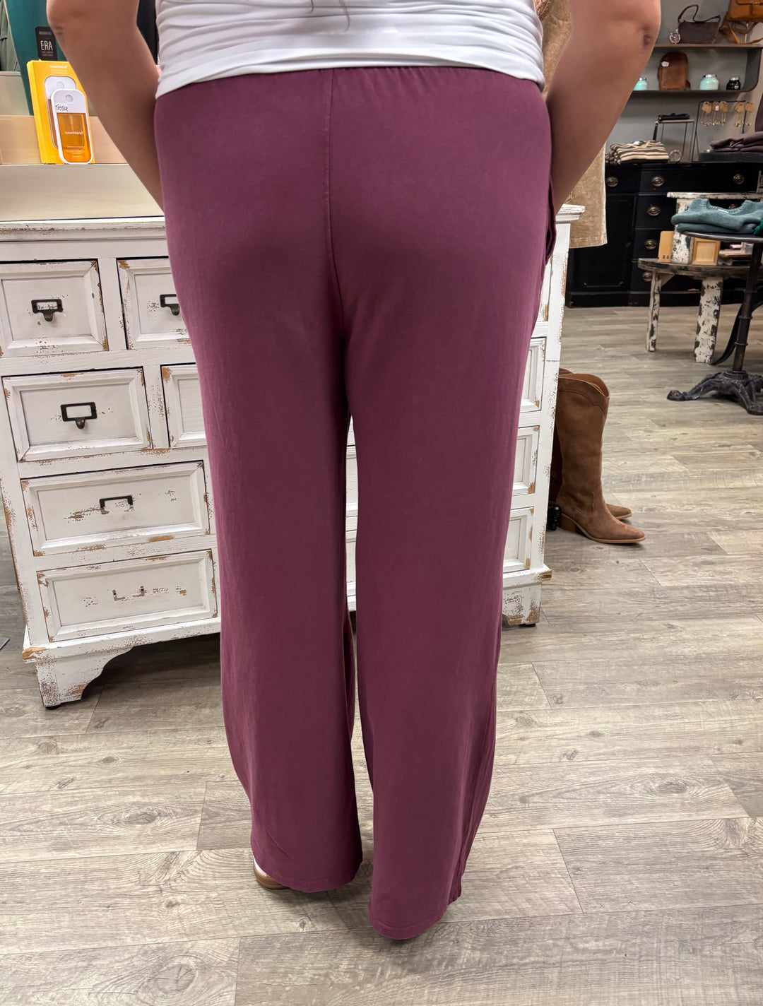 Dark Cherry Mineral Washed Relaxed Pants-Bottoms-HYFVE-Evergreen Boutique, Women’s Fashion Boutique in Santa Claus, Indiana