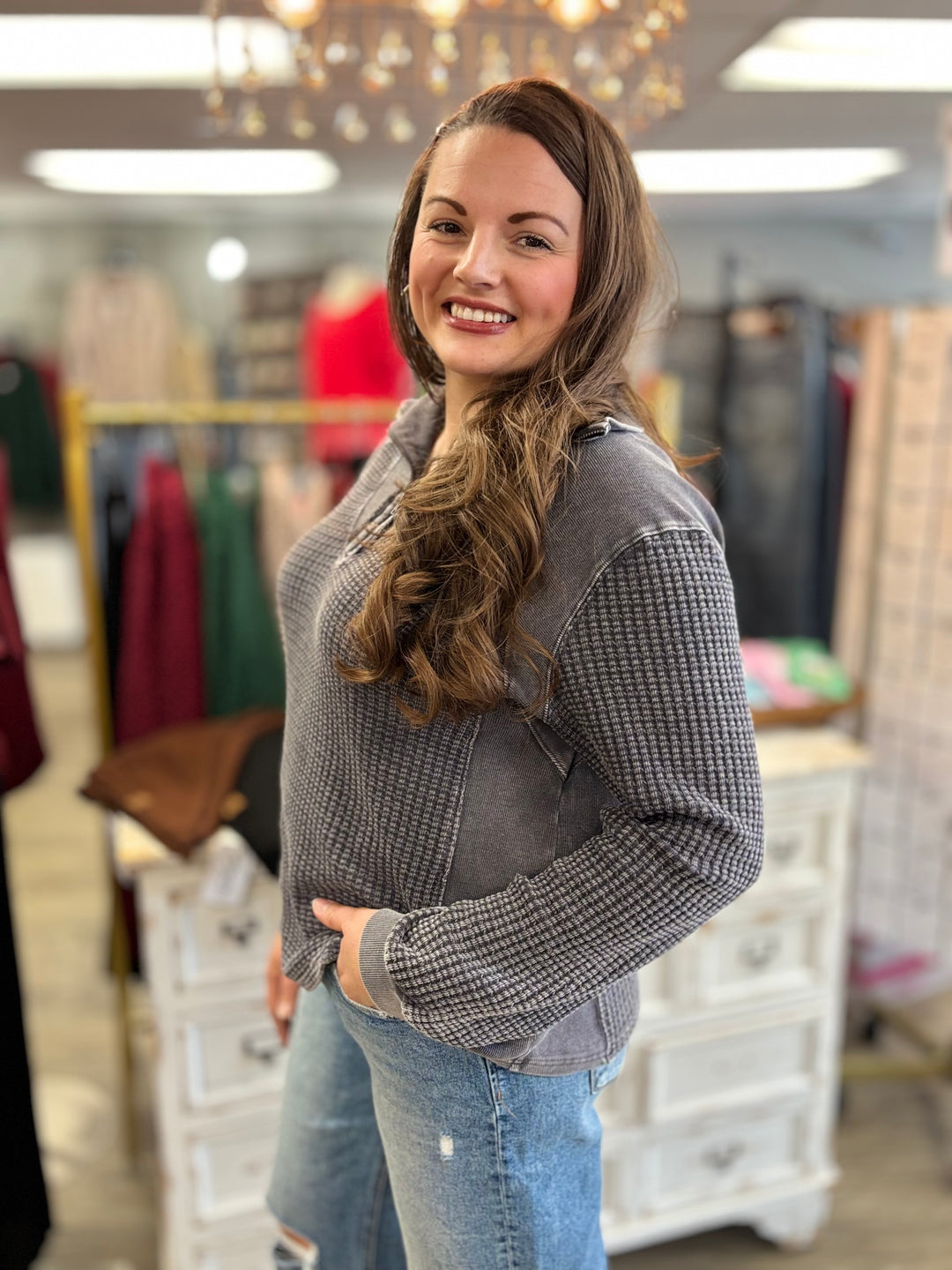 Mixed Signals Half Zip Top