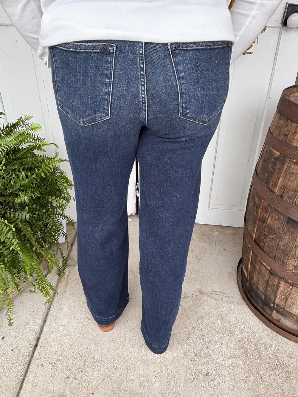 Judy Blue High Waist Double Button Wide Leg Denim Jeans-Denim-Judy Blue-Evergreen Boutique, Women’s Fashion Boutique in Santa Claus, Indiana