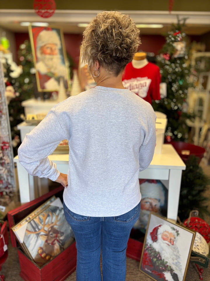 Santa Swag Faux Fringe Sweatshirt-tops-LICT Apparel-Evergreen Boutique, Women’s Fashion Boutique in Santa Claus, Indiana