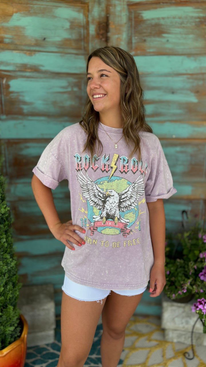 Vintage Washed Rock n Roll-Graphic Tees-Zutter-Evergreen Boutique, Women’s Fashion Boutique in Santa Claus, Indiana