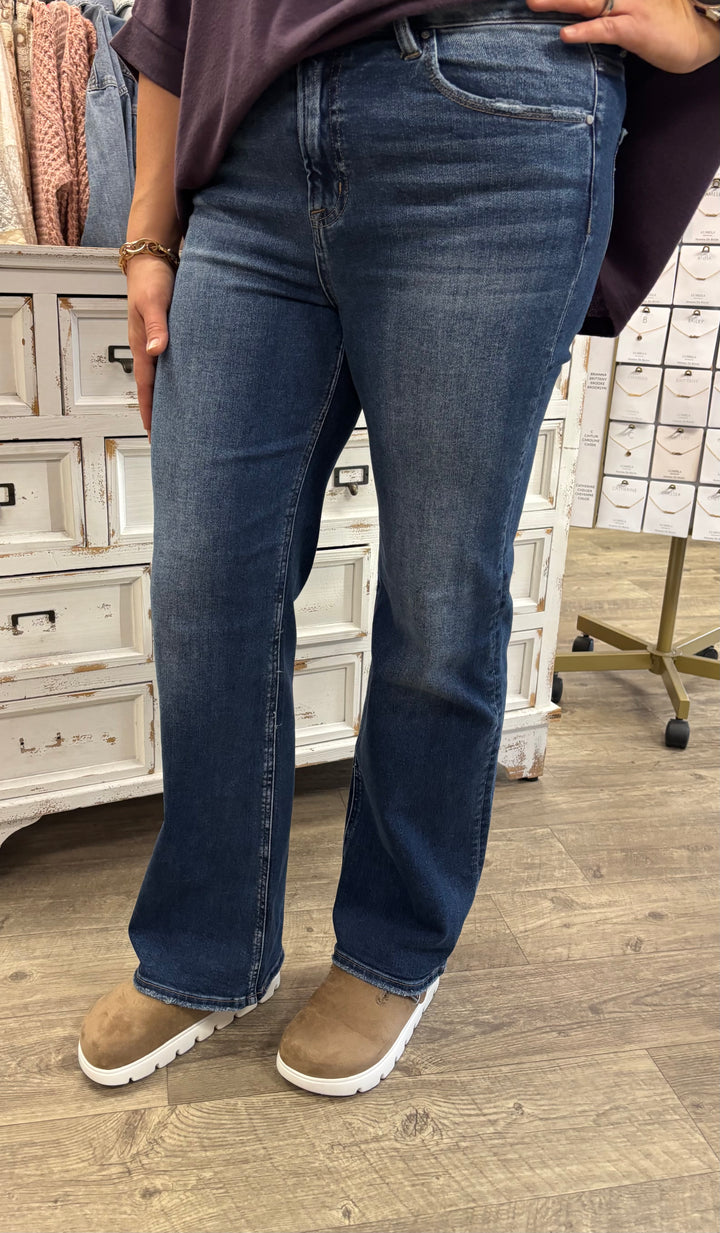 Risen High Waist Straight Leg Jeans