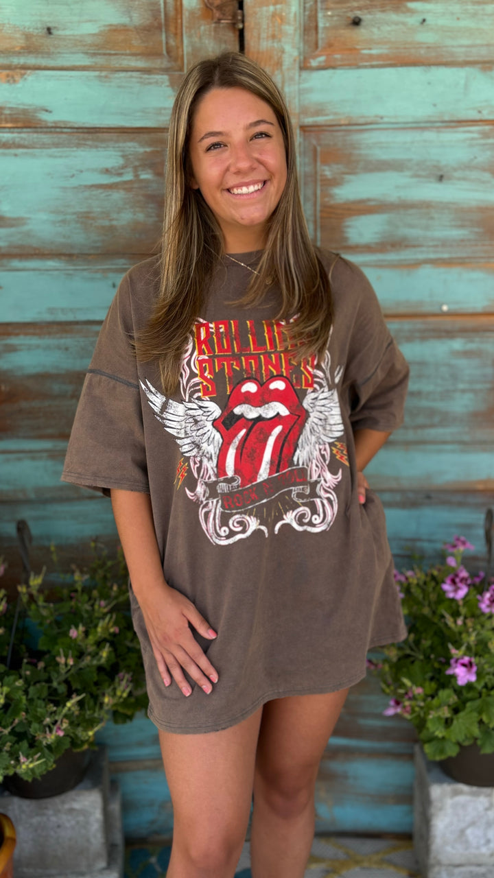 Rolling Stones Washed Graphic Tee-Graphic Tees-Fantastic Fawn-Evergreen Boutique, Women’s Fashion Boutique in Santa Claus, Indiana