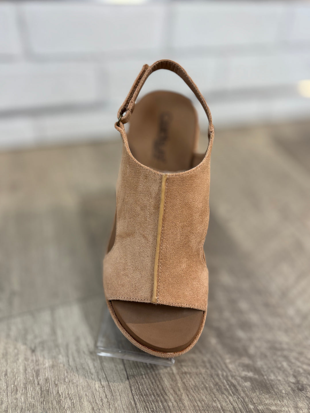 Corkys Carley Too Wedges, Black, Camel Faux Suede-Sandals-Corkys-Evergreen Boutique, Women’s Fashion Boutique in Santa Claus, Indiana