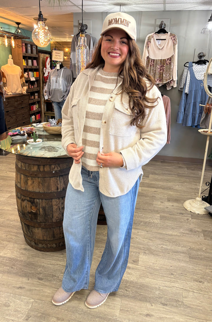 The Hangout Ribbed Shacket-Tops-Timing-Evergreen Boutique, Women’s Fashion Boutique in Santa Claus, Indiana