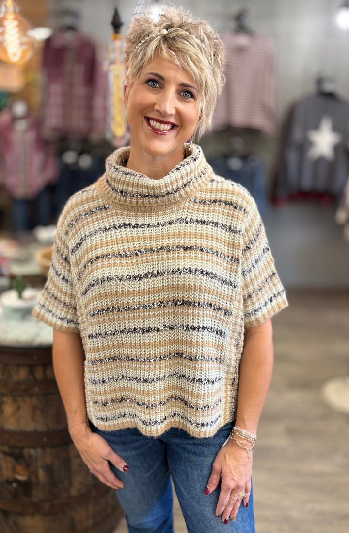 Snow Kissed Stripes Turtleneck Sweater-Tops-eesome-Evergreen Boutique, Women’s Fashion Boutique in Santa Claus, Indiana
