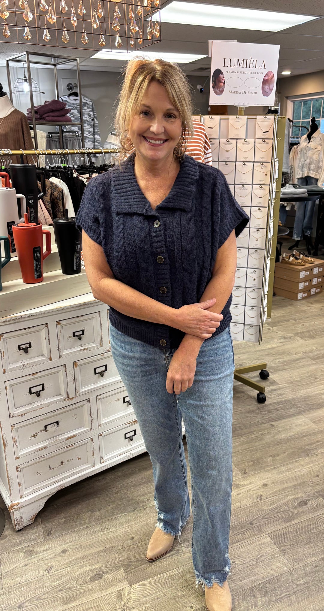 The Navy Edit Cable Knit Sweater-Tops-Sweet Lovely-Evergreen Boutique, Women’s Fashion Boutique in Santa Claus, Indiana