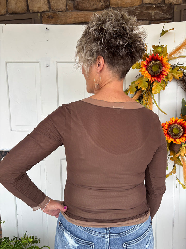 The Truffle Double Layer Mesh Top-Tops-Hem & Thread-Evergreen Boutique, Women’s Fashion Boutique in Santa Claus, Indiana