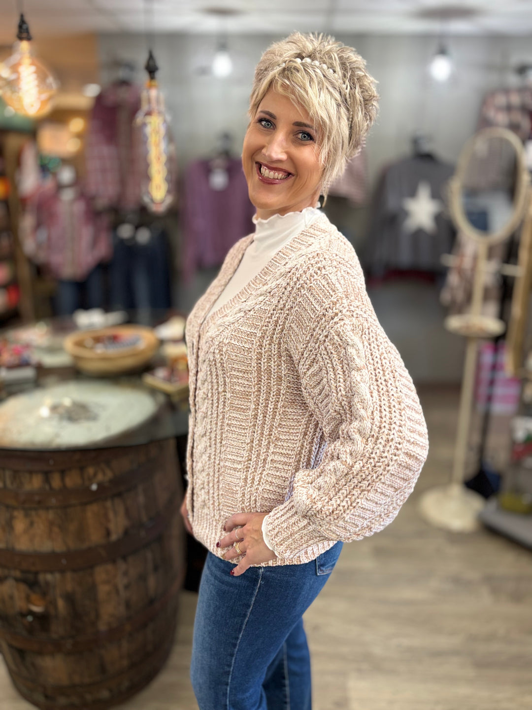 Sweet Snuggles Cable Knit Cardigan-Tops-So Me-Evergreen Boutique, Women’s Fashion Boutique in Santa Claus, Indiana