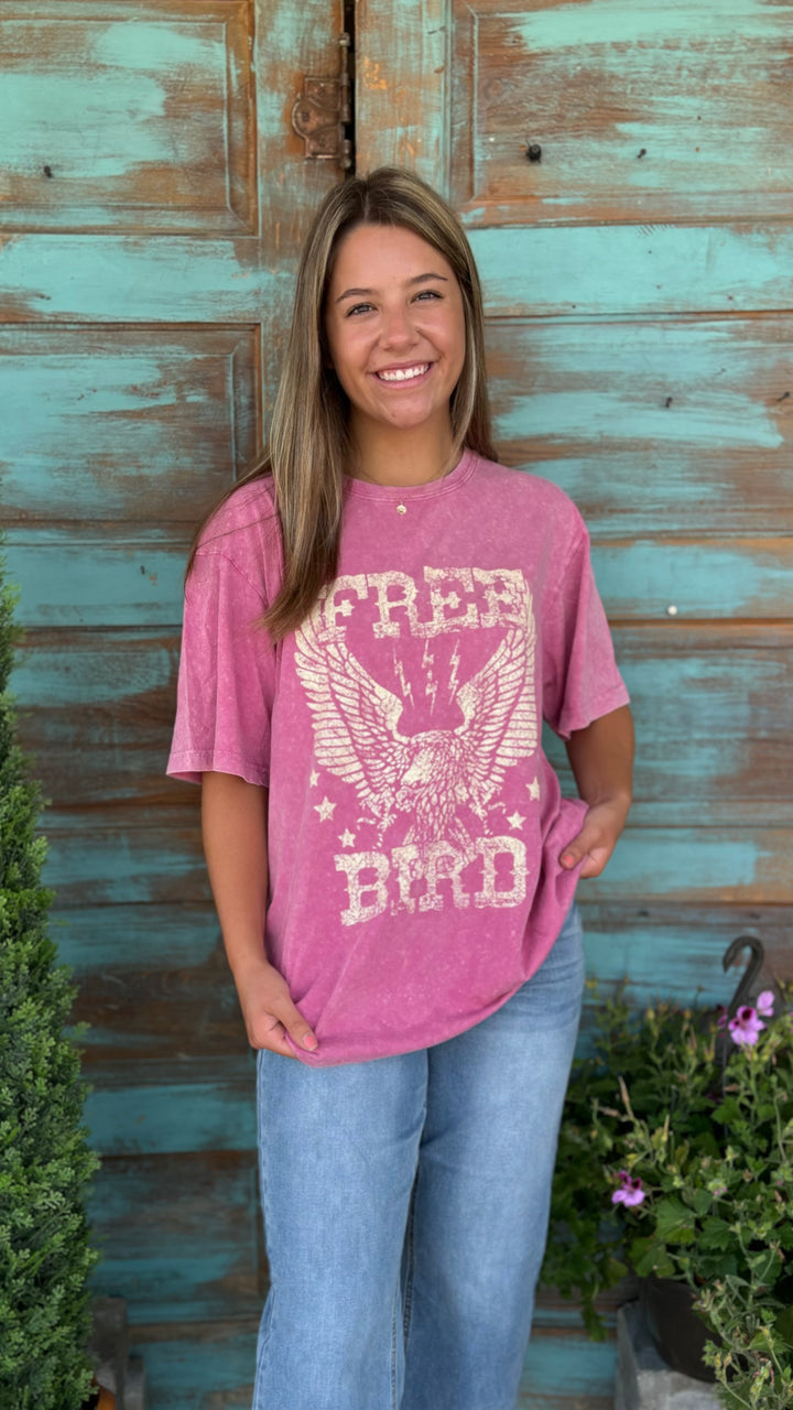 Free Bird Mineral Washed-Graphic Tees-Zutter-Evergreen Boutique, Women’s Fashion Boutique in Santa Claus, Indiana