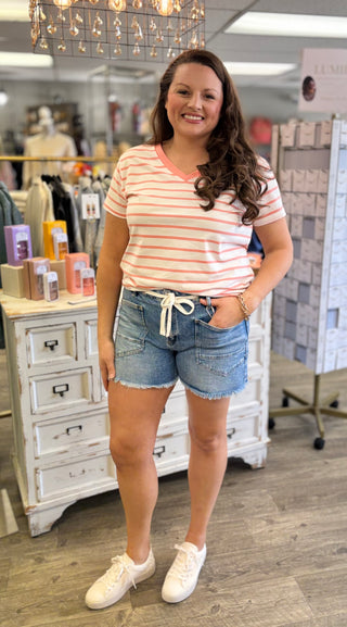 Bright Striped V-Neck Tee