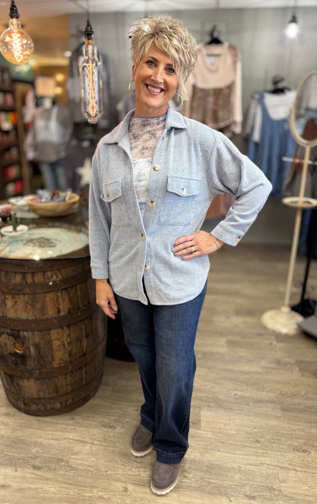 The Hangout Ribbed Shacket-Tops-Timing-Evergreen Boutique, Women’s Fashion Boutique in Santa Claus, Indiana