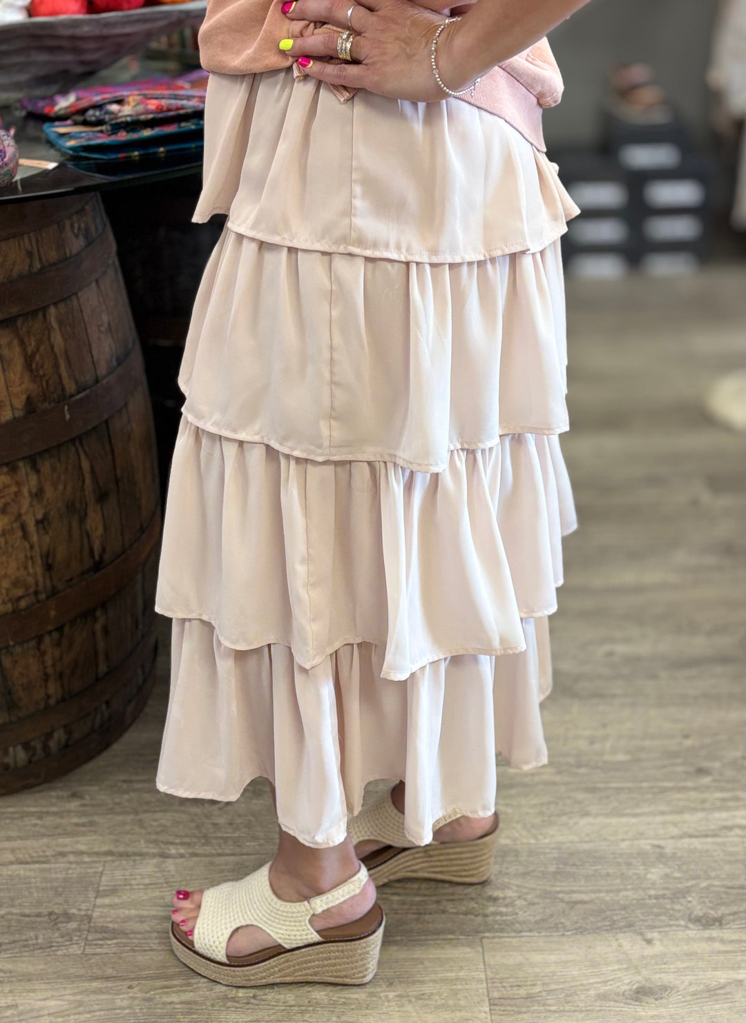 Sway All Day Tiered Chiffon Skirt-Bottoms-Mittoshop-Evergreen Boutique, Women’s Fashion Boutique in Santa Claus, Indiana