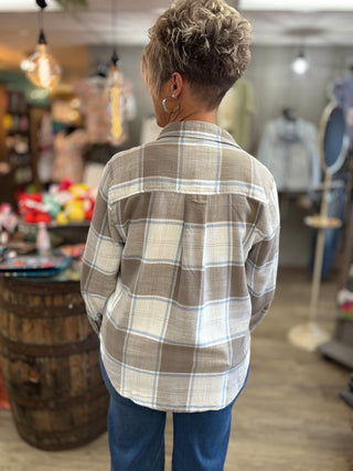 Earthy Trails Plaid Top