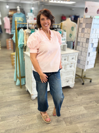 Just Peachy Striped Blouse