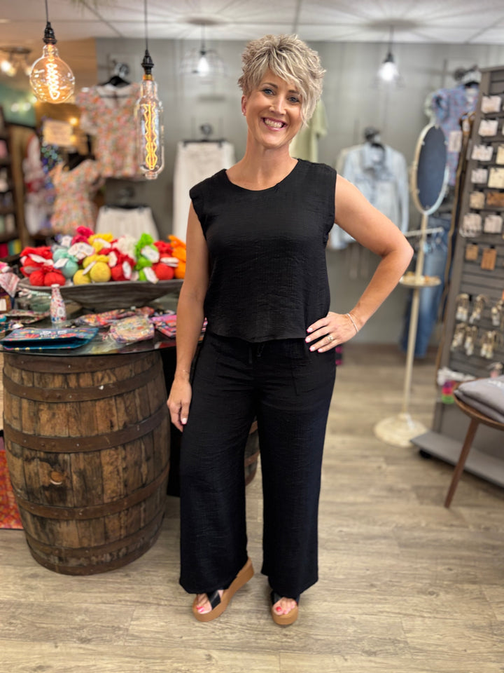 Midnight Sky Wide Leg Pants-Bottoms-Blu Pepper-Evergreen Boutique, Women’s Fashion Boutique in Santa Claus, Indiana