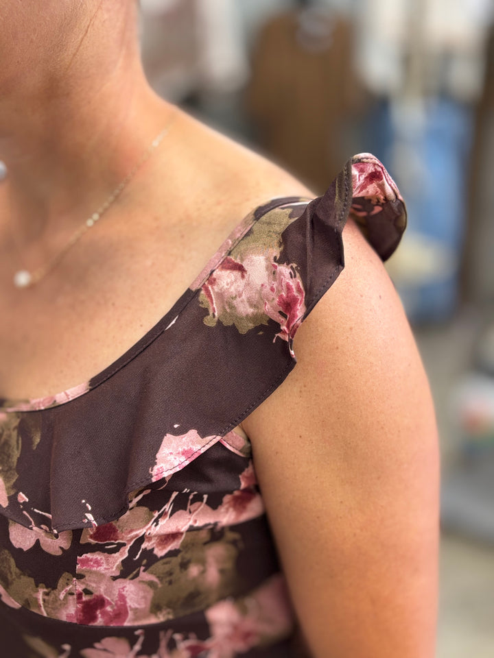 The Rosie Mocha Midi Dress-Dresses-Rosie Posie-Evergreen Boutique, Women’s Fashion Boutique in Santa Claus, Indiana