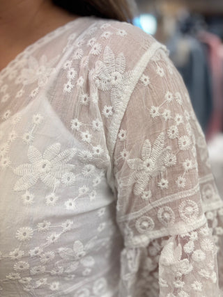 Lace Meets Crochet White Blouse