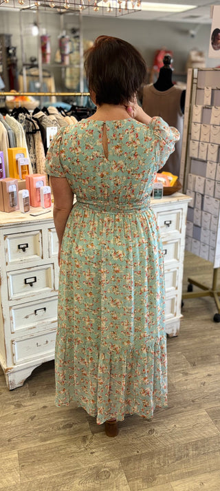 Pastel Jade Feminine Midi Dress