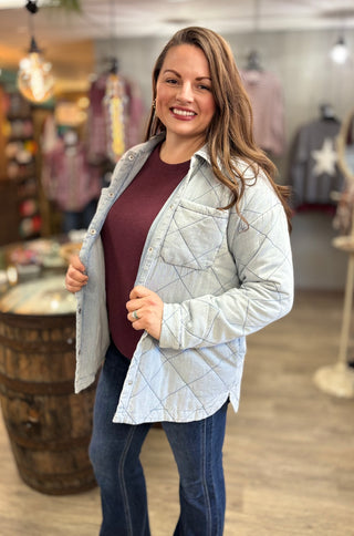 The Quilted Cloud Shacket-Tops-Hem & Thread-Evergreen Boutique, Women’s Fashion Boutique in Santa Claus, Indiana